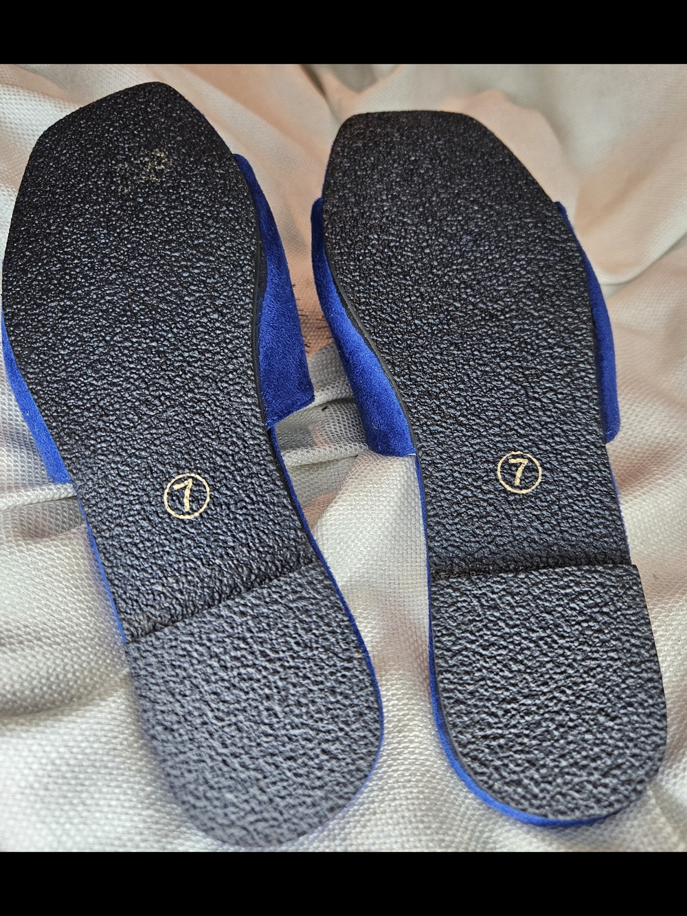 Jolimall Blue Pom Slide Sandals - Women's Fashion Slides - Picture 4 of 5